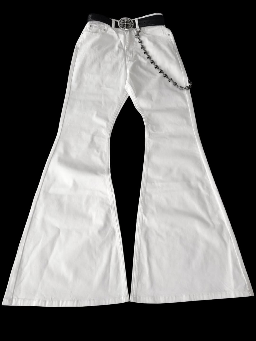 WHYTE Bootcut — front, full length with brand belt and chain